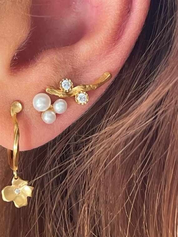 STINE A Flow Ørering With Two Stones, Guld 